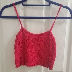 Divided Red Smocked Cami Top